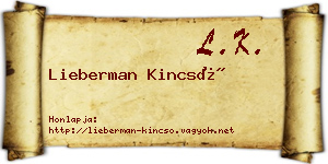 Lieberman Kincső névjegykártya