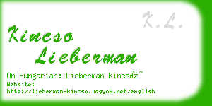kincso lieberman business card